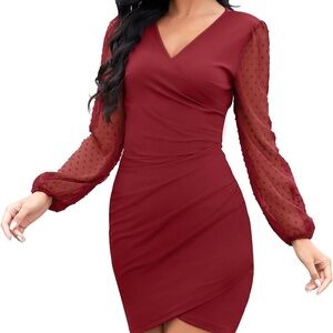 Elegant Burgundy Wrap Dress